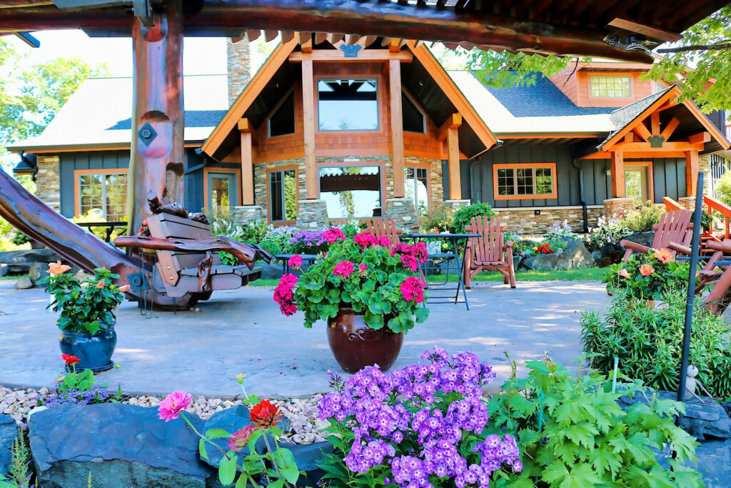 Yellowstone Log Homes custom home build with gazebo exterior 4340